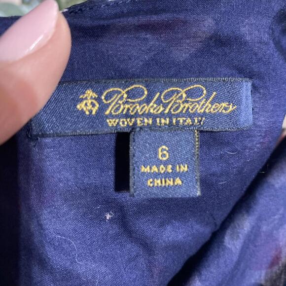 Brooks Brothers Silk Cotton Shift Dress Patterned White Blue Red 6 Excellent - Picture 3 of 7